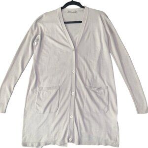 MAX MARA Old Money Classic Silk Linen Cardigan Long Light Sweater Sz S Ivory